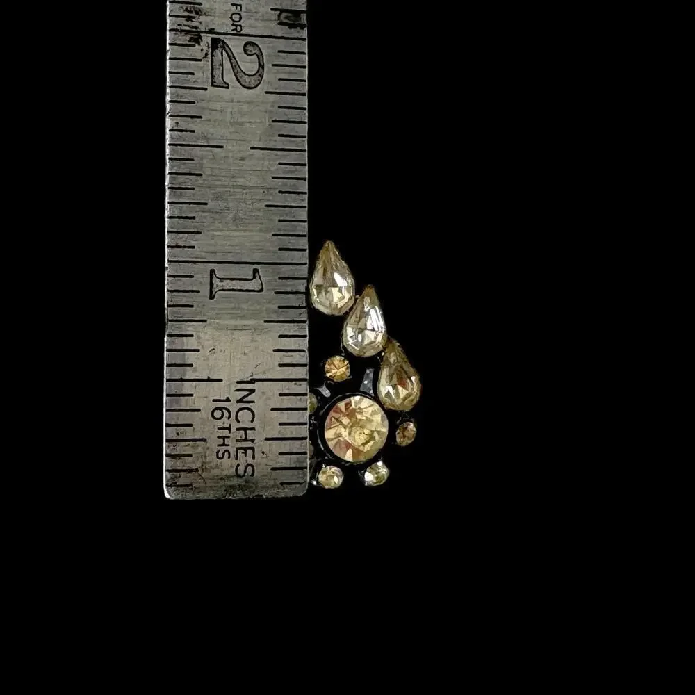 6 Vintage Rhinestone Pin Brooches Red, White Silver Metal 1940’s+ Estate Lot
